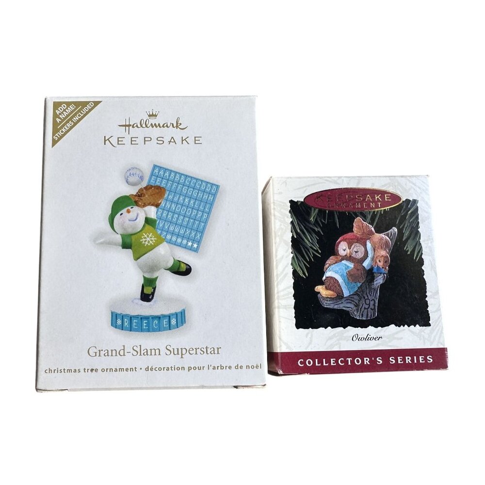 Vtg Hallmark Keepsake Ornaments Grand-Slam Superstar & Owliver VGC